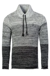 CARISMA Herren Pullover Strickpullover mit Kragen (7576) Grau/Hellblau/Dunkelblau