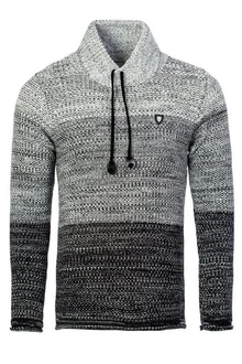 CARISMA Herren Pullover Strickpullover mit Kragen (7576) Grau/Hellblau/Dunkelblau
