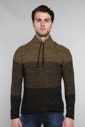CARISMA Herren Pullover Strickpullover mit Kragen (7576) Dunkelgrün/Braun/Orange