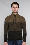 CARISMA Herren Pullover Strickpullover mit Kragen (7576) Dunkelgrün/Braun/Orange