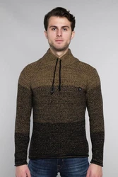 CARISMA Herren Pullover Strickpullover mit Kragen (7576) Dunkelgrün/Braun/Orange