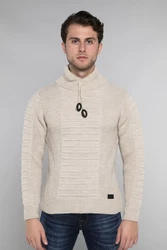 CARISMA Strickpullover mit Stehkragen Beige/Khaki/Braun