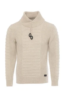 CARISMA Strickpullover mit Stehkragen Beige/Khaki/Braun CARISMA Strickpullover mit Stehkragen Beige/Khaki/Braun