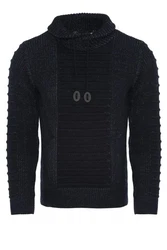 CARISMA Strickpullover mit Stehkragen Schwarz/Dunkelblau