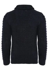 CARISMA Strickpullover mit Stehkragen Schwarz/Dunkelblau