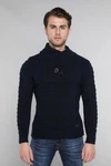 CARISMA Strickpullover mit Stehkragen Schwarz/Dunkelblau