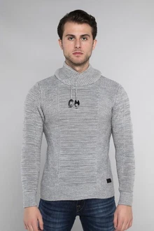 CARISMA Strickpullover mit Stehkragen Grau/Hellgrau/Dunkelgrau