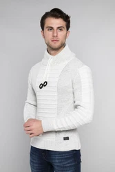 CARISMA Strickpullover mit Stehkragen Grau/Weiß/Hellblau/Creme