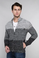 CARISMA Strickjacke mit Stehkragen Grau/Dunkelblau