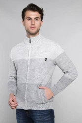 CARISMA Strickjacke mit Stehkragen Grau/Silber