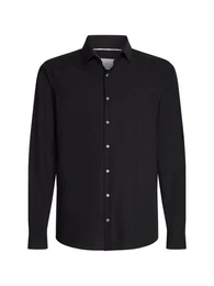 Businesshemd POPLIN STRETCH SLIM SHIRT mit Kentkragen, Logoprint auf Brusthhe