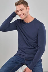 Next Langarmshirt Rundhalsshirt Regular Fit Dunkelblau