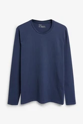 Next Langarmshirt Rundhalsshirt Regular Fit Dunkelblau