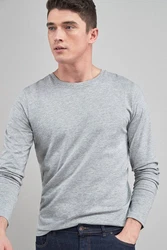 Next Langarmshirt Rundhalsshirt Regular Fit Grau/Hellgrau