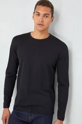 Next Langarmshirt Rundhalsshirt Regular Fit Schwarz/Dunkelgrau/Dunkelblau