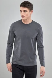 Next Langarmshirt Rundhalsshirt Regular Fit Dunkelgrau/Grau