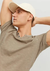 Jack & Jones T-Shirt JJESPLIT NECK TEE SS NOOS (1-tlg) sand