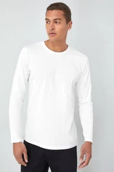Next Langarmshirt Rundhalsshirt Regular Fit Weiß/Creme