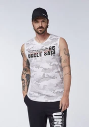Uncle Sam Tanktop mit Labelprint Dunkelgrün/Weiß/Hellgrau/Grün/Grau/Dunkelgrau