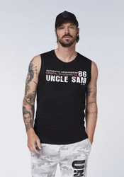 Uncle Sam Tanktop mit Labelprint Grün/Rot