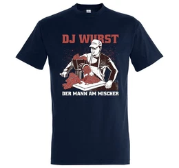T-Shirt Fleischer DJ Wurst Herren Shirt mit lustigem Frontprint
