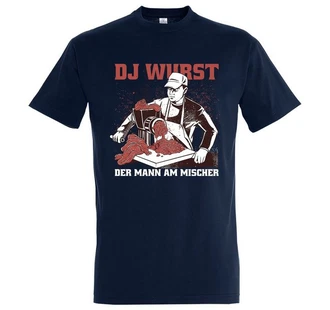 Youth Designz T-Shirt Fleischer DJ Wurst Dunkelblau/Weiß/Blau/Rot