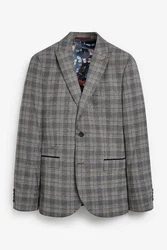 Next Baukastensakko Karierter Anzug mit Besatz: Skinny Fit Sakko 