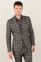 Next Baukastensakko Karierter Anzug mit Besatz: Skinny Fit Sakko 