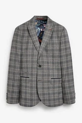 Next Baukastensakko Karierter Anzug mit Besatz: Skinny Fit Sakko 