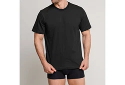 Schiesser T-Shirt Essentials Rundhals-Ausschnitt Schwarz/Dunkelblau/Dunkelgrau