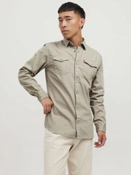 JACK & JONES Hemd 'Sheridan' Khaki/Braun/Beige