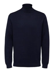 SELECTED HOMME Strickpullover SLHBERG ROLL NECK dunkelblau