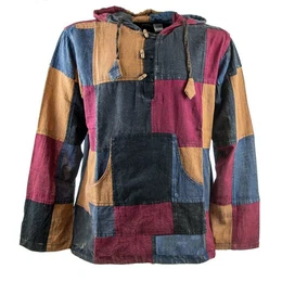 Hoodie KUNST&MAGIE Herren bunt Baja Hoodie Fischerhemd Kapuze Patchwork