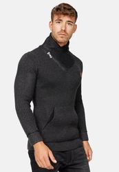 Indicode Pullover Dane Schwarz/Dunkelgrau/Braun