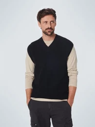 Pullunder - einfarbig - Spencer V-Neck Relief Rib Jacquard with Wool