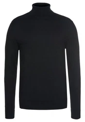 Jack & Jones Sweatshirt JJEEMIL KNIT ROLL NECK NOOS Schwarz/Dunkelblau
