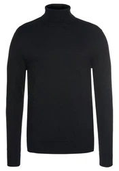 Jack & Jones Sweatshirt JJEEMIL KNIT ROLL NECK NOOS Schwarz/Dunkelblau