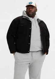 Jeansjacke SHERPA TRUCKER mit durchgehender Druckknopfleiste
