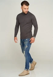 behype Strickpullover MKBONI Dunkelgrau/Grau/Khaki