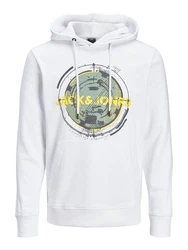 Jack & Jones Longsweatshirt JCOFILT SWEAT HOOD Weiß/Creme/Silber