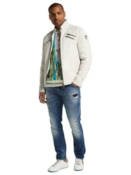 CARLO COLUCCI Lederjacke Joker Creme/Beige/Khaki/Weiß