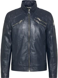 CARLO COLUCCI Lederjacke Joker Dunkelblau/Schwarz/Blau