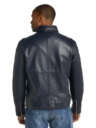 CARLO COLUCCI Lederjacke Joker Dunkelblau/Schwarz/Blau
