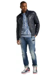 CARLO COLUCCI Lederjacke Joker Dunkelblau/Schwarz/Blau