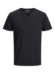 Jack & Jones T-Shirt Splitneck Tee Schwarz/Dunkelgrau/Dunkelblau/Grau