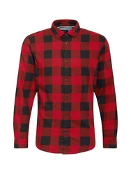 Jack & Jones Langarmhemd Hemd Slim Fit JJEGINGHAM (5977) Rot/Dunkelrot