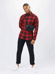 Jack & Jones Langarmhemd Hemd Slim Fit JJEGINGHAM (5977) Rot/Dunkelrot