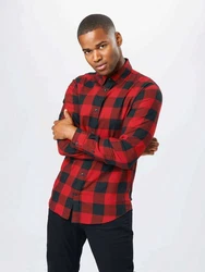 Jack & Jones Langarmhemd Hemd Slim Fit JJEGINGHAM (5977) Rot/Dunkelrot