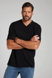 JP1880 T-Shirt Basic V-Ausschnitt Schwarz