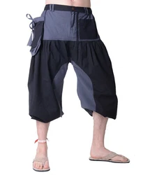 KUNST UND MAGIE Yogahose Kurze Hose Dreiviertelhose Dunkelblau/Grau